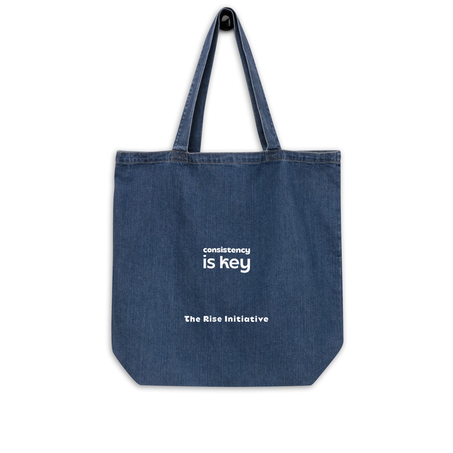 Consistency is Key - Organic denim tote bag